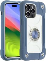 MARKILL Compatible with iPhone 15 Pro Case 6.1 Inch with Ring Stand, Military Grade Drop Protection Full Body Rugged Heavy Duty Case 3 in 1 Protective Durable Cover for iPhone 15 Pro. (Blue)