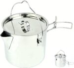 MASTIFF GEARS® 304 (18/8) Stainless Steel (FDA Compliant) 50 oz / 1.4 L Camping Kettle/Pot/Cup 3-in-1
