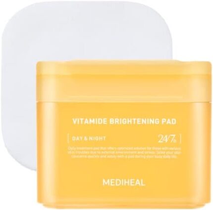 MEDIHEAL Vitamide Brightening Pad - Vegan Face Hypoallergenic Pads with Niacinamide, Sea Buckthorn - Radiance Boosting Pads for Clear, Illuminating Skin 100 Pads