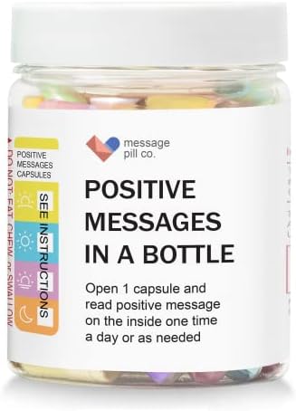 MESSAGE PILL CO. Gifts - 50 Positive Affirmations Get Well Soon Gifts for Women and Men Stress Relief. Self Care Kit with Daily Messages for Meditation, Mindfulness & Relaxation