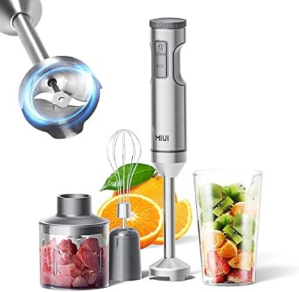 MIUI Immersion Handheld Blender - Blenders for Kitchen Hand Mixer Set, 14-Speed Stainless Steel Blade & Body Hand Stick, Hand Blender Electric With Egg Whisk, Perfect for Kitchen Mixing and Pureeing