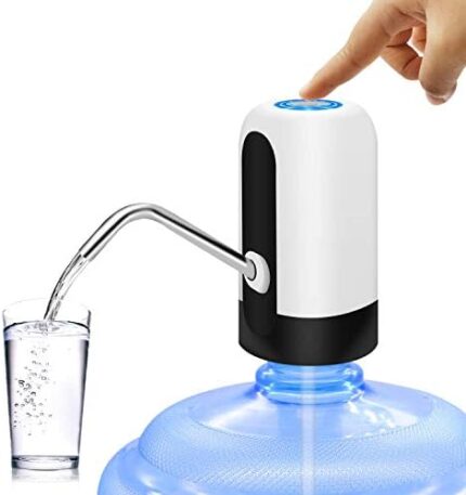 MJIYA Portable Water Bottle Pump, Universal Bottle Electric Water Dispenser with Switch and USB charging, for Camping, Kitchen, Workshop, Garage (White)