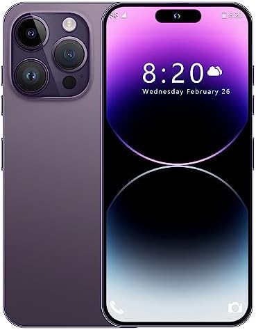 MMY I14 Pro MAX Unlocked Cell Phone, Long Battery Life 6.82" HD Screen Unlocked Phones, 6+256GB Android 13 Smartphone with 128G Memory Card, Dual SIM/Fingerprint Lock/Face ID/GPS - Purple