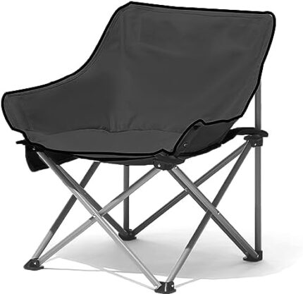MRTLLOA Portable Folding Camping Chairs, Thicken 600D Oxford, Compact Backpacking Chairs Support 300 LBS, Lightweight for Hiking, Beach, Fishing(Black)