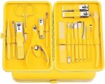 Manicure Set Nail Clippers Kit, FUNJIA Professional Stainless Steel Manicure Pedicure Care Tools Nail Care Tools, Perfect for Personal Care (Yellow)
