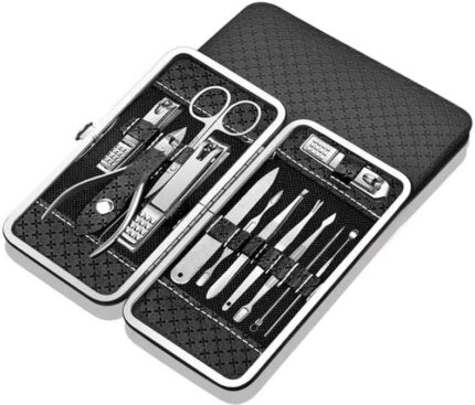 Manicure Set Nail Clippers Pedicure Kit 9-19Pieces Stainless Steel Manicure Kit Professional Grooming Kits Nail Care Tools with Luxurious Storage Box Large Storage Space (Black, Set of 12)