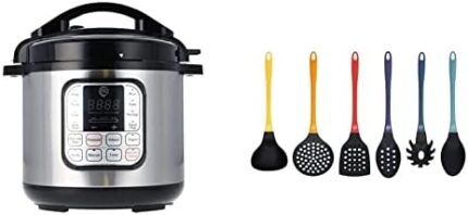 MasterChef Electric Pressure Cooker 10 in 1 Instapot Multicooker 6 Qt & Kitchen Utensils Set, Heat Resistant Non Stick Cooking Tools incl. 6 Pieces