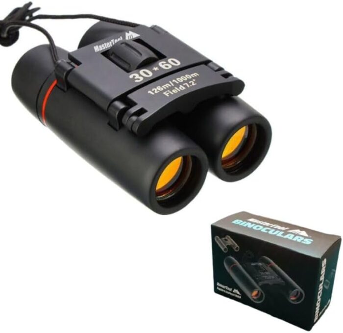 MasterTool - 30 x 60 Small Binoculars Compact for Adults Kids, Mini Binocular for Bird Watching Traveling Sightseeing, Lightweight Pocket Folding Binoculars for Concert Theater Opera,Black