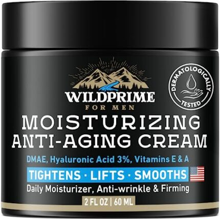 Men's Face Moisturizer Cream - Anti Aging & Wrinkle - Made in USA - Collagen, Hyaluronic Acid, Vitamins E & A, Avocado Oil - After Shave Lotion - Age Facial Skin Care - Day & Night Moisturizing, 2 oz