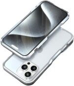 Metal Bumper Case for iPhone 15 Pro Max/15 Pro/15 Plus/15, [Military Grade Drop Tested] Mechanical Style Premium Aluminum Alloy Frame | Metal Button | No Signal Interference,Silver,iPhone15 Plus