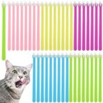 Mifoci 50 Pcs Cat Toothbrush Single Headed Small Dog Toothbrush Long Handle Dog Tooth Brushing Kit Soft Bristles Pet Toothbrush for Most Dogs Cat Pets Teeth Cleaning Oral Dental Care, 5 Colors