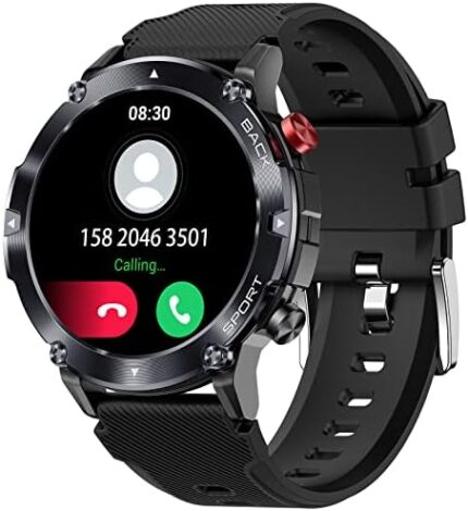 Military Smart Watch for Men Outdoor Waterproof Tactical Smartwatch Bluetooth Dial Calls Speaker 1.32'' HD Touch Screen Fitness Tracker Watch Compatible with iPhone Samsung