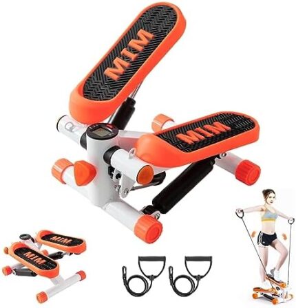 Mini Stepper for Exercise, Stair Stepper with Resistance Band and Calories Count, Health & Fitness Exercise Stepping Machine for Exercise Fitness Office Home Workout Equipment