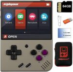 Miyoo Mini Plus Handheld Game Console 3.5 inch Classic System Retro Video Games Consoles Portable Rechargeable Hand Held 64G with Case (Gray)