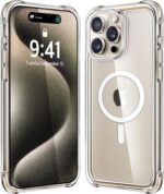 Mkeke Magnetic Designed for iPhone 15 Pro Case Clear, Compatible with MagSafe, [Yellowing Resistant][Military-Grade Drop Protection] Slim Shockproof Phone Cases for Apple iPhone 15 Pro 2023