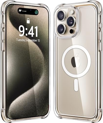 Mkeke Magnetic Designed for iPhone 15 Pro Case Clear, Compatible with MagSafe, [Yellowing Resistant][Military-Grade Drop Protection] Slim Shockproof Phone Cases for Apple iPhone 15 Pro 2023