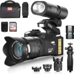 Monitech DSLR Cameras 33MP Digital Camera FHD 1080P Video Camera Auto-Focus Digital Cameras for Photography 24X Digital Zoom Vlogging Camera for YouTube with Tripod and 3 Lenses