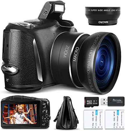 Monitech Digital Camera Compact Vlogging Camera, 4K 48MP Camera for Photography with 2 Batteries,32GB SD Card, 16x Digital Zoom, 3.0 inch Screen,Camera for Beginners