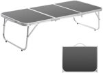 Moosinily Folding Camping Table Portable Picnic Table 3 Feet Foldable Table Lightweight Outdoor Table Aluminum Legs with Handle 3 Fold Beach Table for Party Home Office Garden Coffe Card Play Black