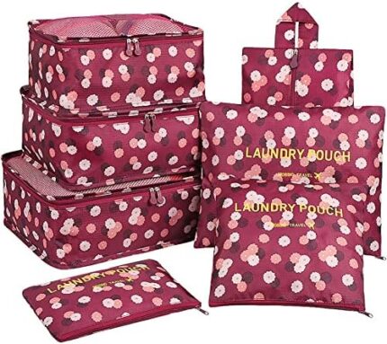 Mossio 7 Set Packing Cubes with Shoe Bag - Travel Carry On Luggage Organizer