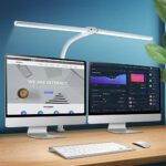 Mostorlit Double Head LED Desk Lamp with Clamp, Eye Protection Architect Tall Modern Table Lamps, 24W Brightest 5 Color Modes and Dimmable Workbench Office Light for Monitor Studio Reading