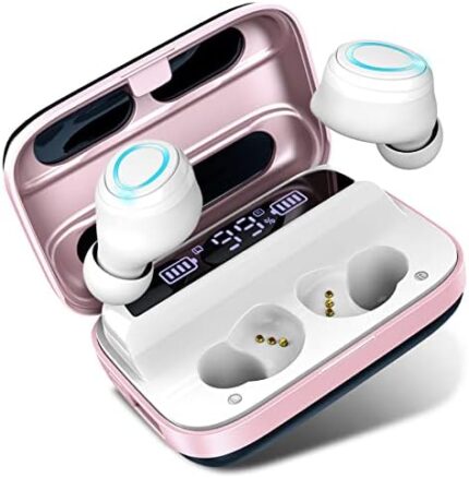 Motast Wireless Earbuds, Bluetooth 5.1 Earbuds 140H Playtime Bluetooth Headphones Stereo Noise Cancelling Wireless Earphones in Ear with Mic, USB-C Charging IP7 Waterproof Headset for Sport Rose Gold