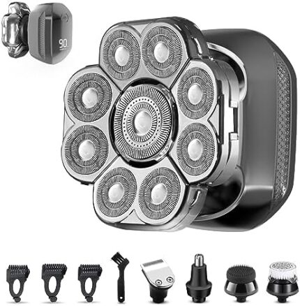 Mr.wintek 9D Head Shavers for Men, Upgraded Head Shavers for Bald Men Wet and Dry, IPX6 Waterproof Grooming Kit, Electric Rotary Razor for Men, USB Rechargeable（Silver）