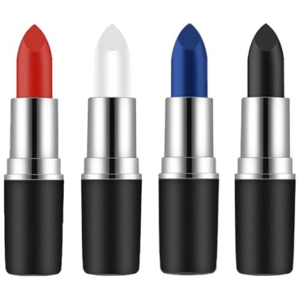 Mysense Red White Blue and Black Face Paint Kit, Clown Makeup Set, Eye Black Stick for Sports Football Baseball Softball, USA France Flag Face Paint, Cream Body Paint for Halloween Costume Cosplay