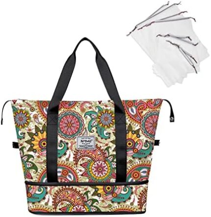 NPBAG Women Travel Duffel Bag, Large Expandable Weekender Carry-on Tote, Gym Workout Bag, Overnight Bag, Mommy Hospital Bag for Labor and Delivery