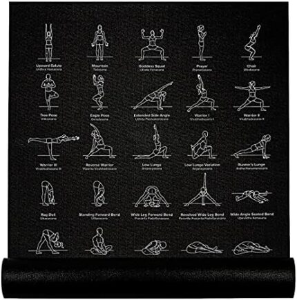 NewMe Fitness Yoga Mat for Women and Men - Large, 5mm Thick, 68 Inch Long, Non Slip Exercise Mats w/ 70 Printed Yoga Poses for Pilates, Workout and Stretching - Home and Gym Essentials