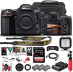 Nikon D500 DSLR Camera (Body Only) (1559) + 64GB Memory Card + Case + Corel Photo Software + 2 x EN-EL 15 Battery + Card Reader + LED Light + HDMI Cable + Cleaning Set + Flex Tripod + More (Renewed)