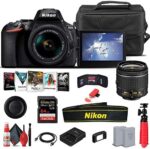 Nikon D5600 DSLR Camera with 18-55mm Lens (1576) + 64GB Card + Case + Corel Photo Software + EN-EL14A Battery + HDMI Cable + Cleaning Set + Flex Tripod + Memory Wallet (International Model) (Renewed)