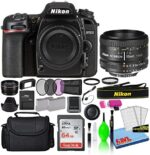 Nikon D7500 20.9MP DSLR Digital Camera with AF 50mm f/1.8D Lens (1581) Deluxe Bundle with 64GB SD Card + Large Camera Bag + Filter Kit + Spare Battery + Telephoto Lens (Renewed)
