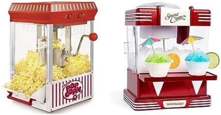 Nostalgia Popcorn Maker Machine - Professional Table-Top With 2.5 Oz Kettle Makes Up to 10 Cups - Vintage Popcorn & Snow Cone Shaved Ice Machine - Retro Table-Top Slushie Machine Makes