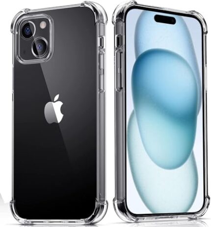 Novo Icon Clear Case for iPhone 15 Case, Premium Air Cushion Drop Protection, Transparent Shockproof TPU Bumper Case Cover, Scratch Resistant, for iPhone15 6.1 Inch - Clear
