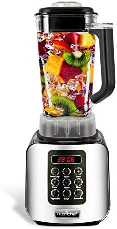 NutriChef Digital Electric Kitchen Countertop Blender - Professional 1.7 Liter Capacity Home Food Processor Compact Blender for Shakes and Smoothies w/ Pulse Blend, Timer, Adjustable Speed - NCBL1700