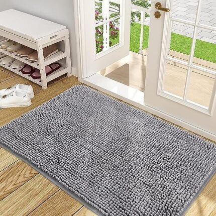 OLANLY Dog Door Mat for Muddy Paws, Absorbs Moisture and Dirt, Absorbent Non-Slip Washable Mat, Quick Dry Microfiber, Mud Mat for Dogs, Entry Indoor Door Mat for Inside Floor(48x30 Inches, Grey)