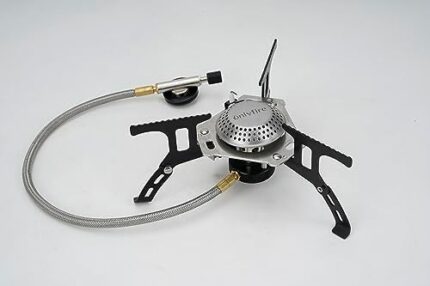 ONLYFIRE Portable Camping Gas Stove, Small Camping Stove with Piezo Ignition, 1LB Propane Tank Adapter, Miini Camp Stove with Carry Bag for Outdoor Cooking, Picnic, Camping and Hiking, Black