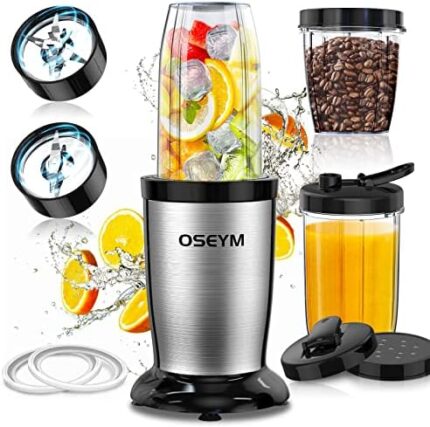 OSEYM Blender, Upgrade 19-Piece Blender for Shakes and Smoothies, 850W Personal Blender With 2 * 17 Oz & 10 Oz To-Go Cups, Coffee Grinder, Easy to Clean