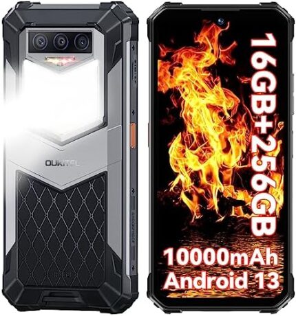 OUKITEL WP26 Rugged Smartphone Unlocked,16GB 256GB Android13 Rugged Cell Phone 1200LM Camping Light,10000mAh Battery 6.58" FHD+ Rugged Phone Unlocked, 48MP+20MP Night Vision Camera,4G Dual Sim OTG NFC