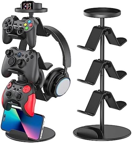 OURCO Game Controller Stand Headphone Holder, Multi Adjustable Game Controller Headset Hanger for All Universal Gaming PC Accessories, Xbox PS4 PS5 Nintendo Switch (4 Layers)
