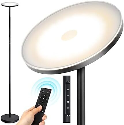 OUTON Floor Lamp, 30W/3000LM LED Modern Torchiere Sky Lamp, Super Bright Dimmable Standing Tall Lamp with 4 Color Temperatures, Remote Touch Control, 1 Hour Timer for Living Room Bedroom Office, Black