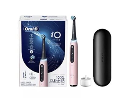 Oral-B iO Series 5 Electric Toothbrush with (1) Ultimate White Brush Head, Rechargeable, |Pink (Regular, Pink)