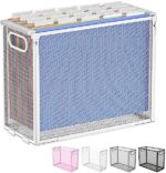 Oterri Hanging File Organizer, Metal File Organizer, Portable Desktop File Organizer for Letter Size Folder, Mesh Hanging File Crate for Office/Home/School,Folders Not Included(White,1 Pack)
