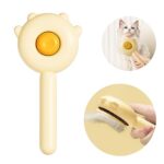 OurMiao Paw Cat Brush with Release Button, Self Cleaning Cat Brush for Shedding, Cat Hair Brush for Grooming Long and Short Haired Cats Dogs (Yellow)