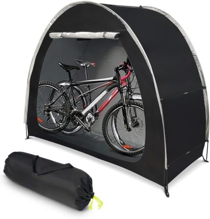 Outdoor Bike Storage Tent Waterproof Bicycle Shelter Bicycle Outdoor Cover for 2-3 Bike-Black