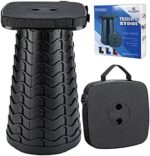 Outward Gear Upgraded Collapsible Stool Portable Chair for Adults Heavy Duty Camping Stools Sturdy Retractable Telescoping Stool (Black)