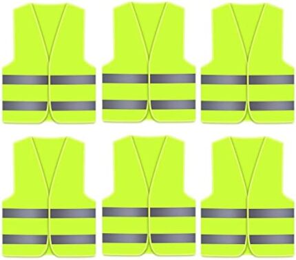 Oyayubi 6 Pack of Hi Vis Reflective Vest, High Visibility Safety Vest for Men, Women, Neon Yellow/Green Color