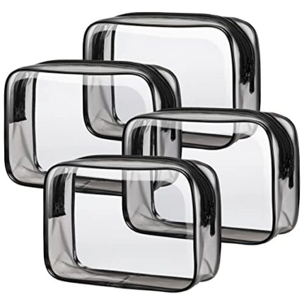 PACKISM Tsa Approved Toiletry Bag, 4 Pack Clear Makeup Bags Quart Size Bag, Clear Travel Cosmetic Bag for Women, Carry on Airport Airline Compliant Bag