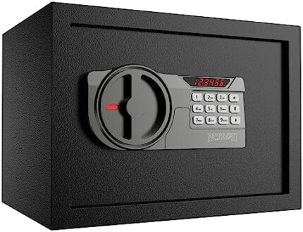 PATRON Personal Safe Box for Money,Document Cash Home Safe with Digital Keypad Key, Large Cabinet Safe,Lock Money Safety Deposit Box for Home and Office,1.13 Cubic,Black